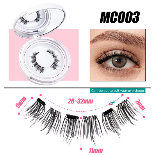 3D Natural Magnetic Eyelashes Kit No Glue Needed Fluffy Reusable Professional 3D Magnetic False Eyelashes