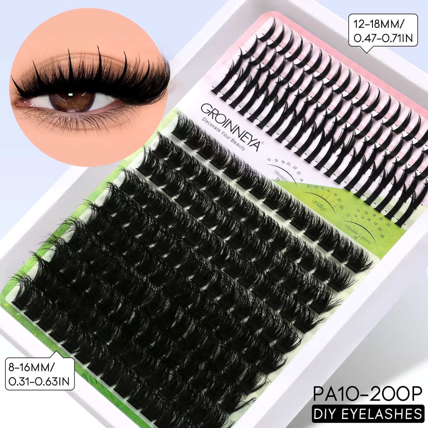 Lash Clusters Kit DIY Manga Cluster Lashes Set Spikes Lashes Cluster Extension Full Set Individual Eyelashes Makeup