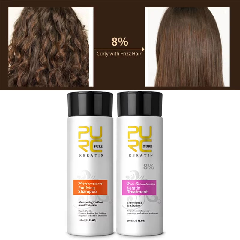 Professional Brazilian Keratin Hair Treatment Cream Straightening Smoothing Scalp Treatment Purifying Shampoo Hair Care