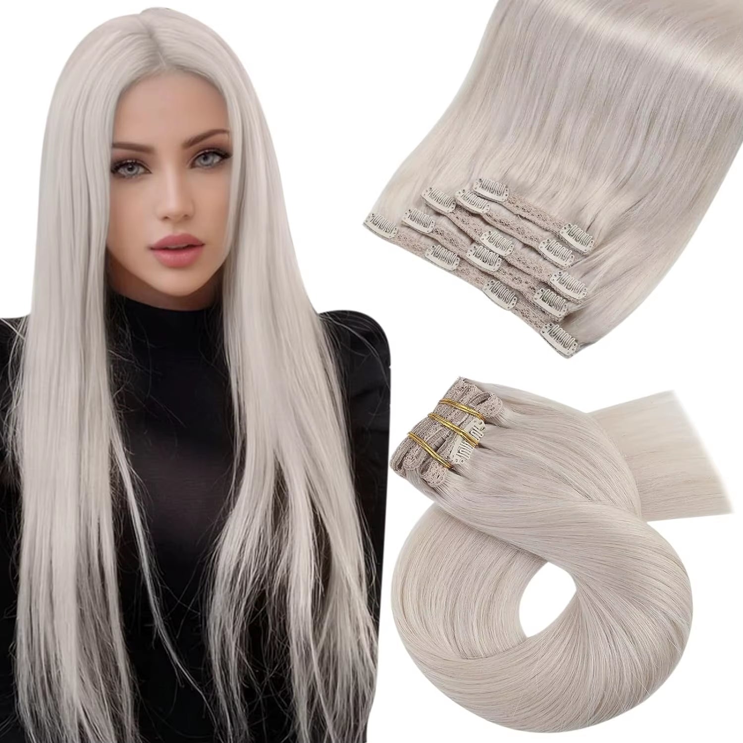 [Hot Sale]  Clip in Hair Extensions Real Natural Hair Remy Straight Set 5&7 Pcs Brazilian Clip in Human Hair Extensions