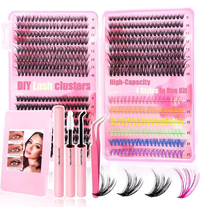 Lash Extension Kit Curl Eyelash Extension Cluster Lashes Individual Eyelashes Extension Eyelashes Makeup False Eyelashes 9-16Mm