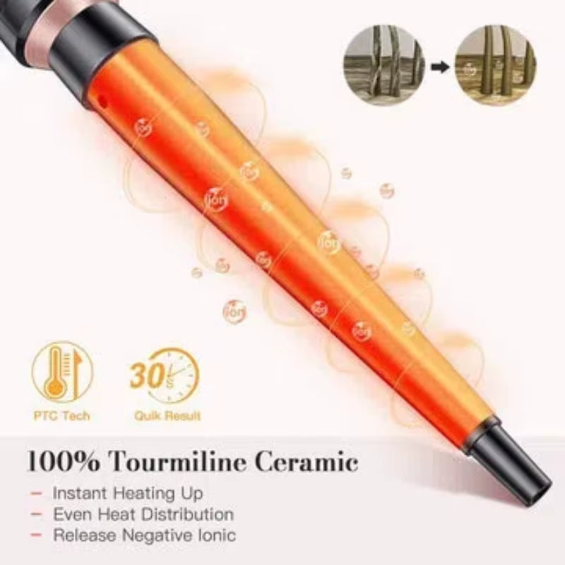 Curling Iron 4 in 1 Hair Crimper Wand Set 3 Barrel Hair Waver with LED Temperature Control