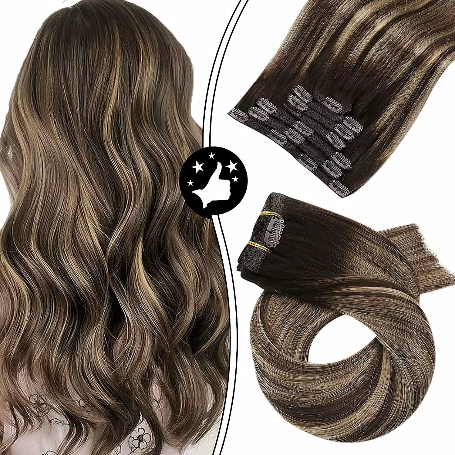 [Hot Sale]  Clip in Hair Extensions Real Natural Hair Remy Straight Set 5&7 Pcs Brazilian Clip in Human Hair Extensions