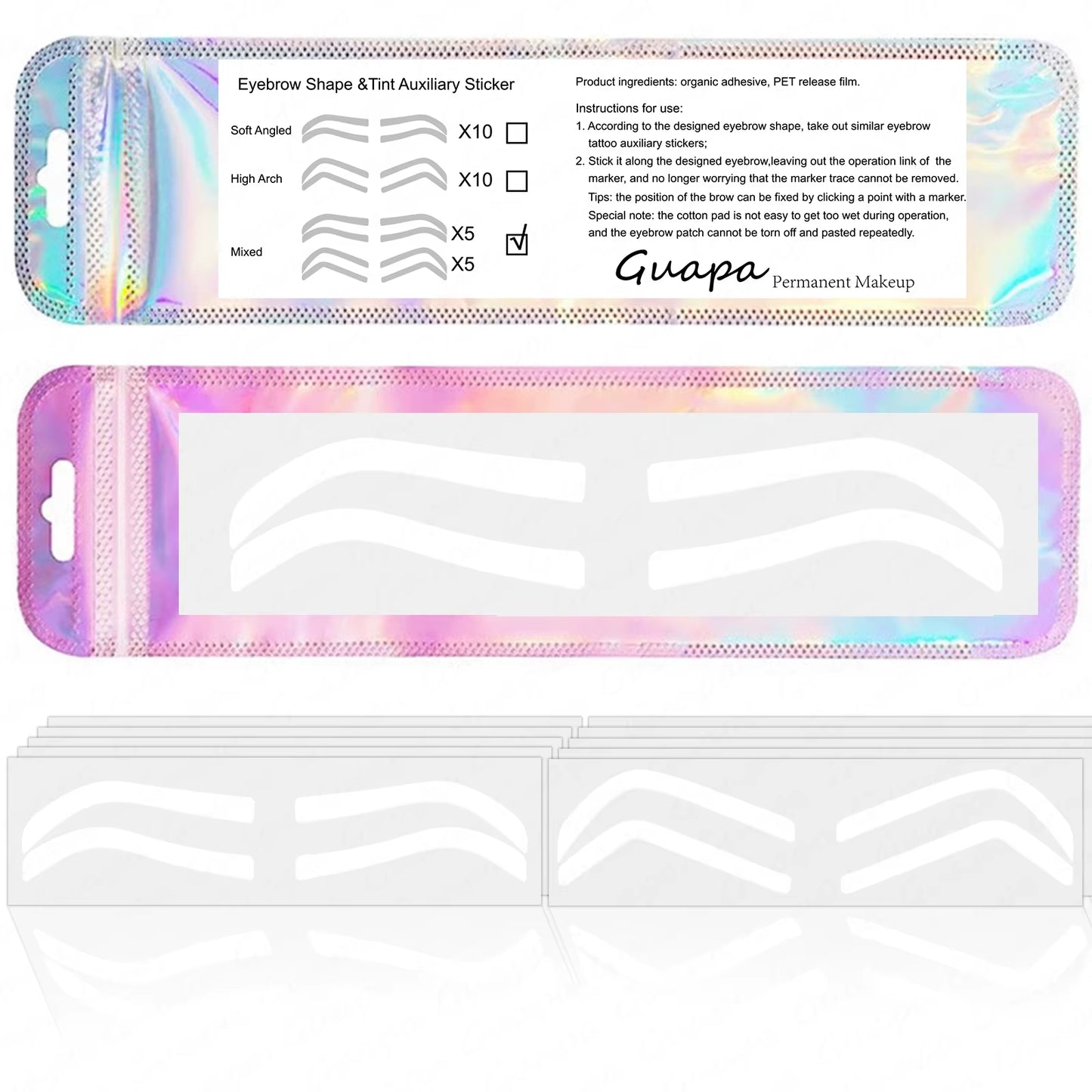 2024 Disposable Eyebrow Design Stencil Eyebrow Tint Airbrush Auxiliary Sticker for Brows Shaping with Single Eyebrowstype Option