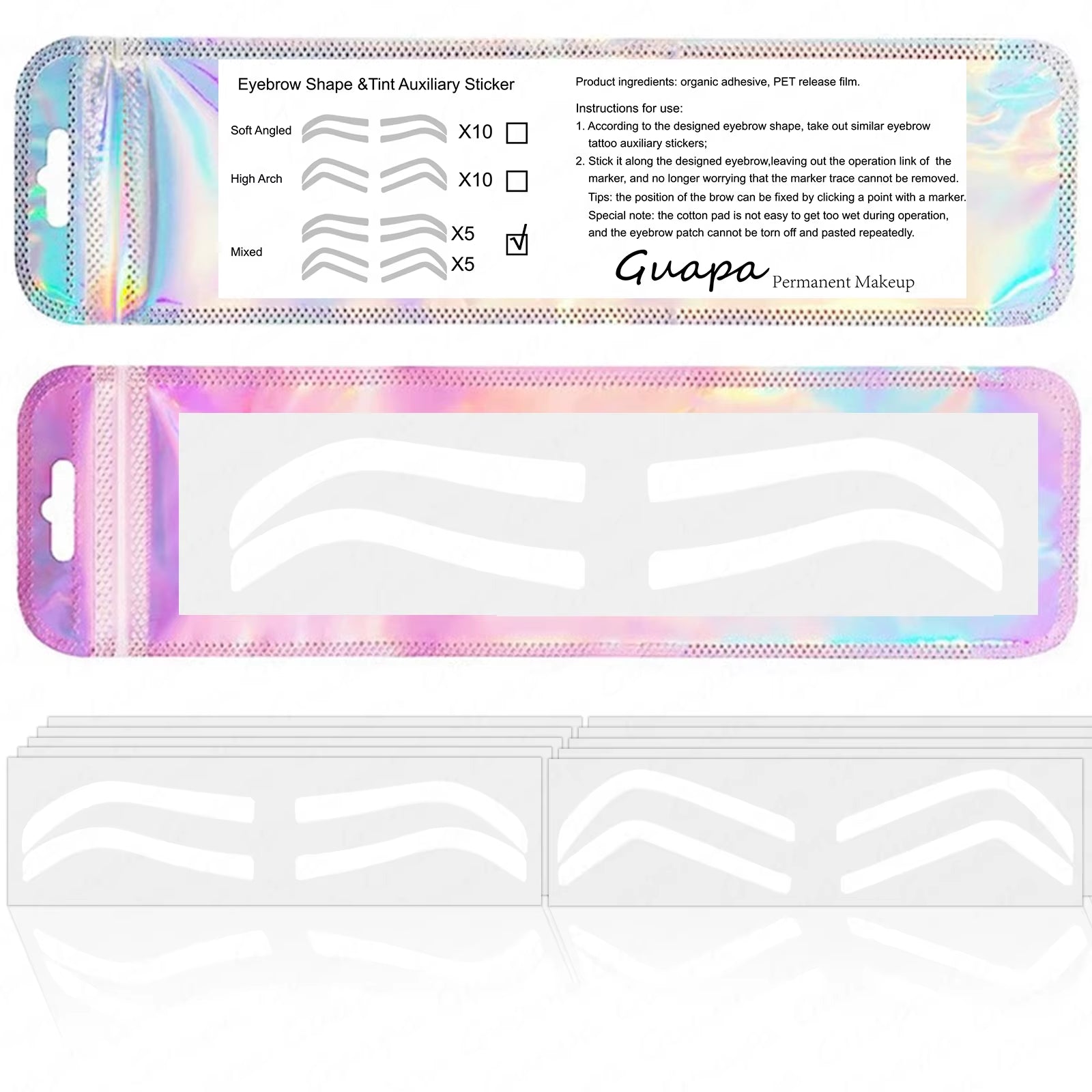 2024 Disposable Eyebrow Design Stencil Eyebrow Tint Airbrush Auxiliary Sticker for Brows Shaping with Single Eyebrowstype Option