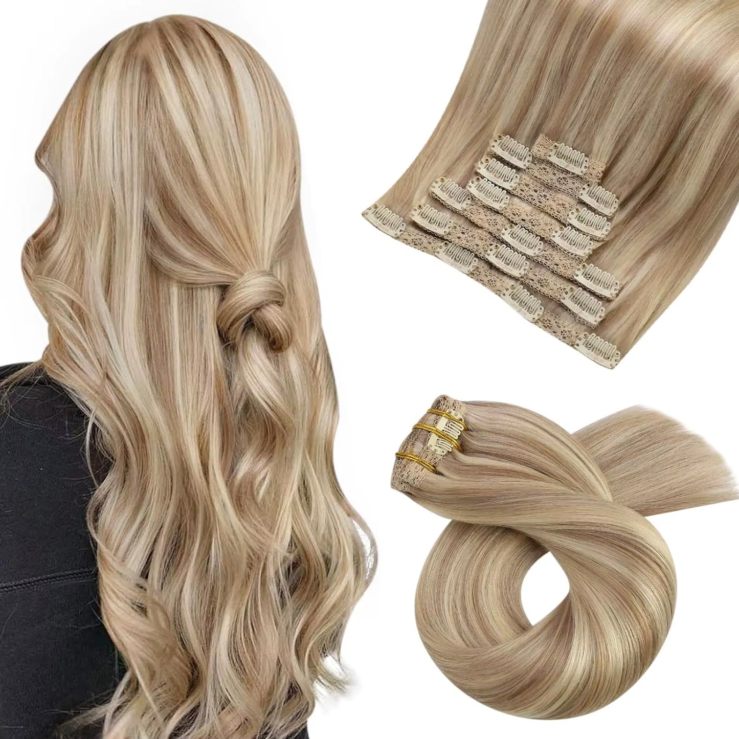 [Hot Sale]  Clip in Hair Extensions Real Natural Hair Remy Straight Set 5&7 Pcs Brazilian Clip in Human Hair Extensions