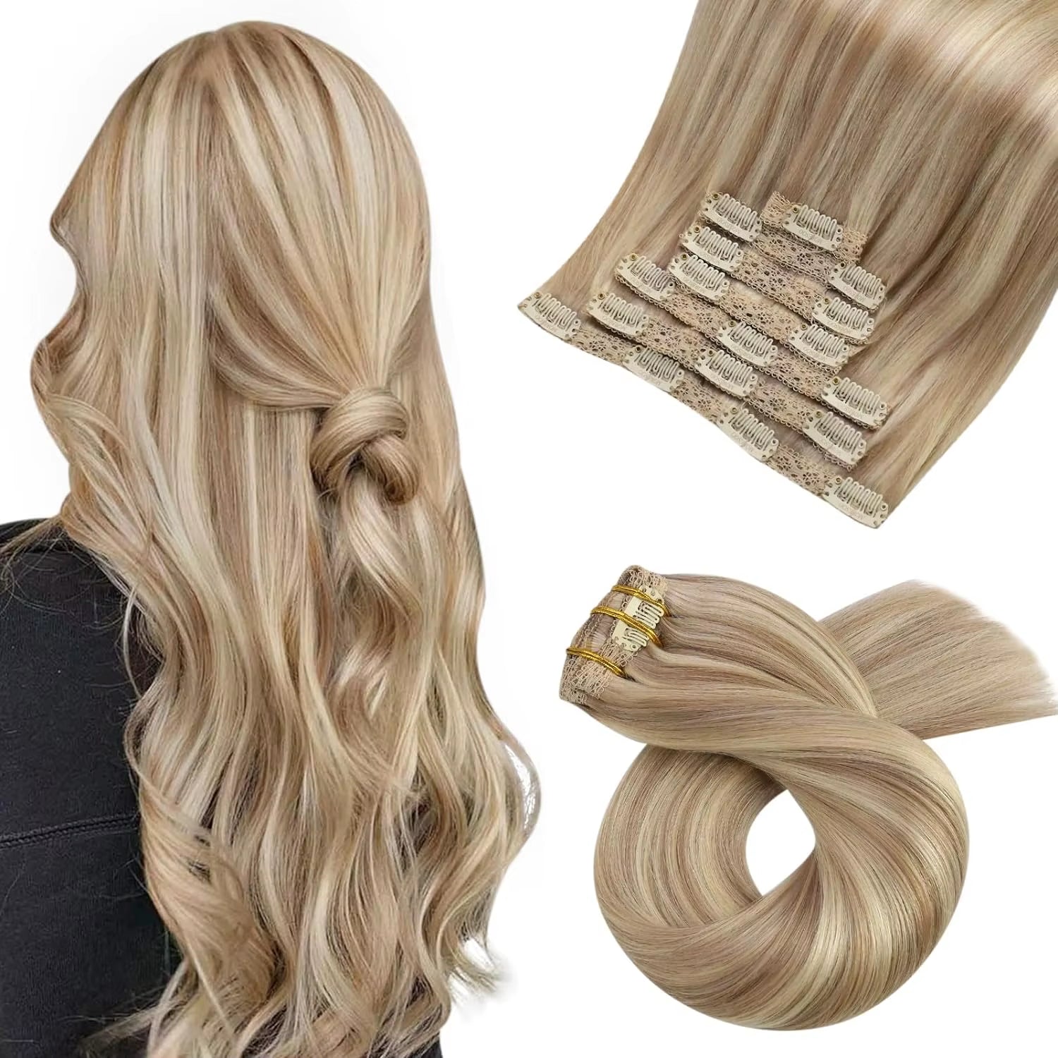 [Hot Sale]  Clip in Hair Extensions Real Natural Hair Remy Straight Set 5&7 Pcs Brazilian Clip in Human Hair Extensions
