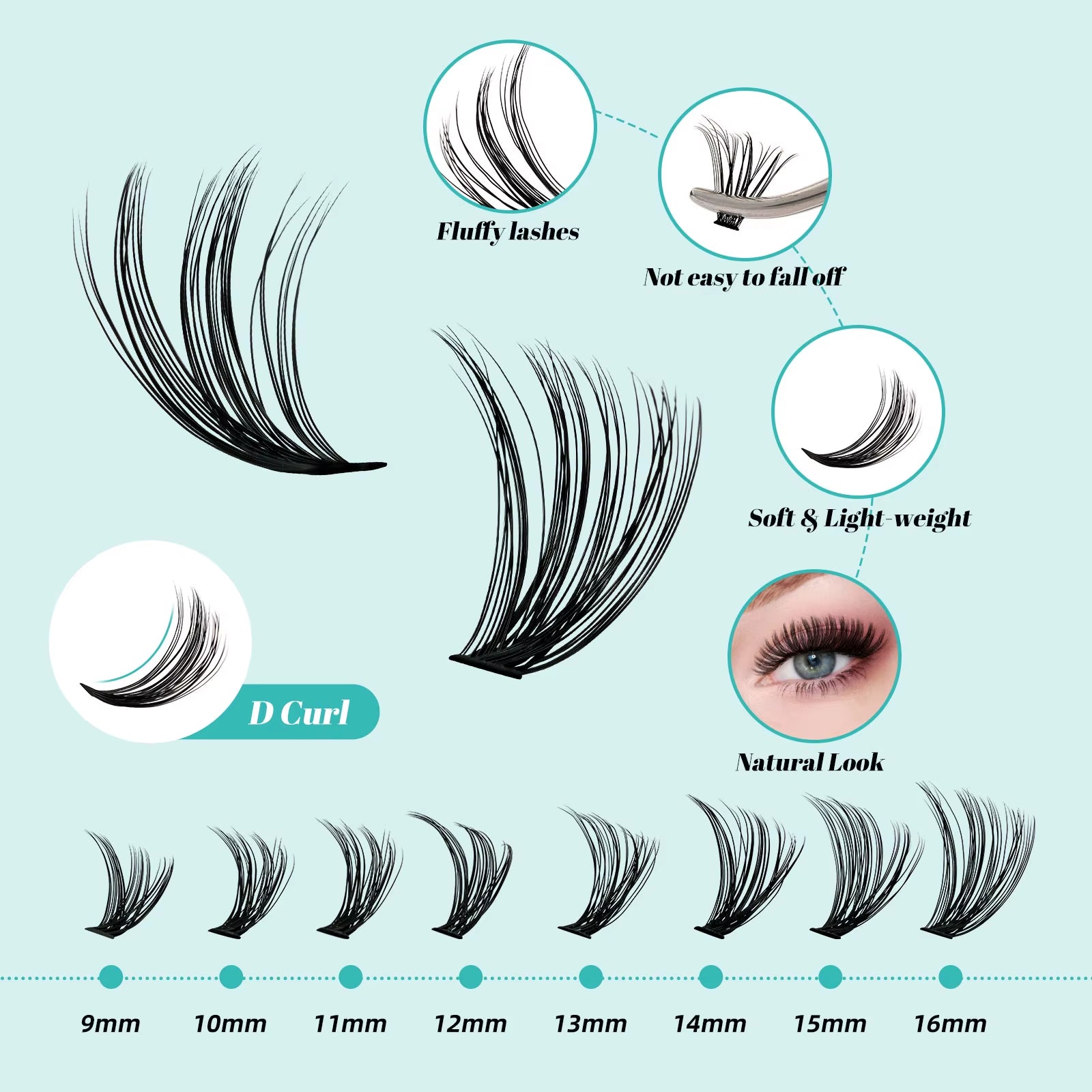 AMZGIRL LASH DIY Eyelashes Kit 320Pcs Cluster Lashes 30D+40D Waterproof Bond and Seal with Remover Tweezer Premade Fan Lashes