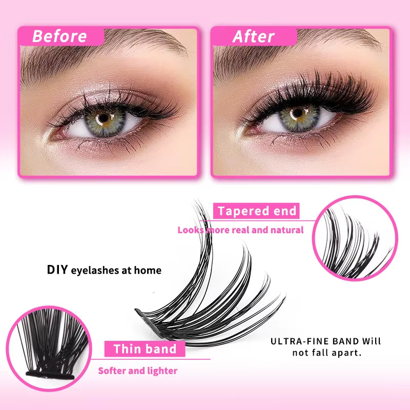 Lash Extension Kit Curl Eyelash Extension Cluster Lashes Individual Eyelashes Extension Eyelashes Makeup False Eyelashes 9-16Mm