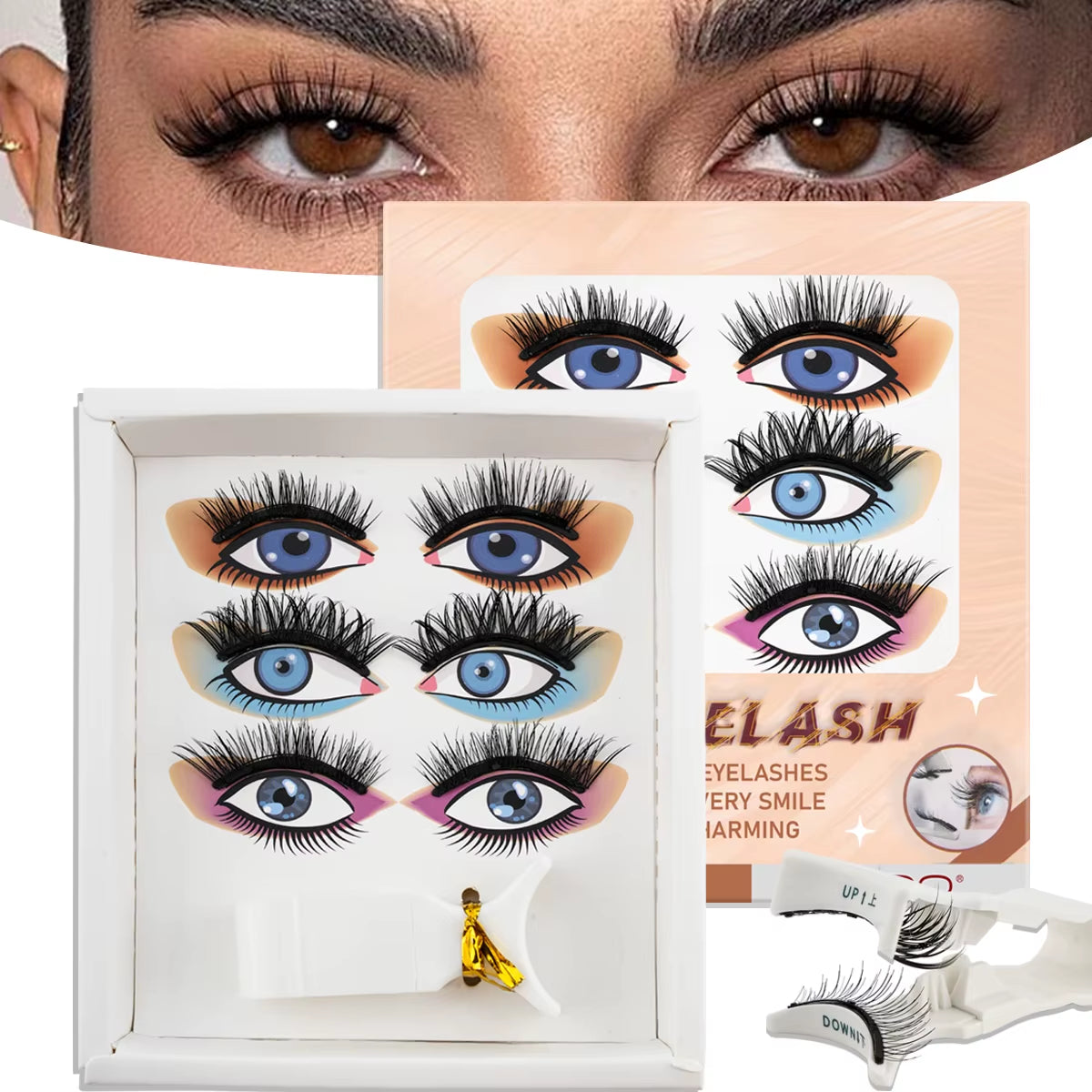 Magnetic Eyelash 1/3 Pairs Magnetic Fake Eyelashes Kit and Magnetic Tweezers Makeup Tool Handmade Reusable Mink Lashes Make Up