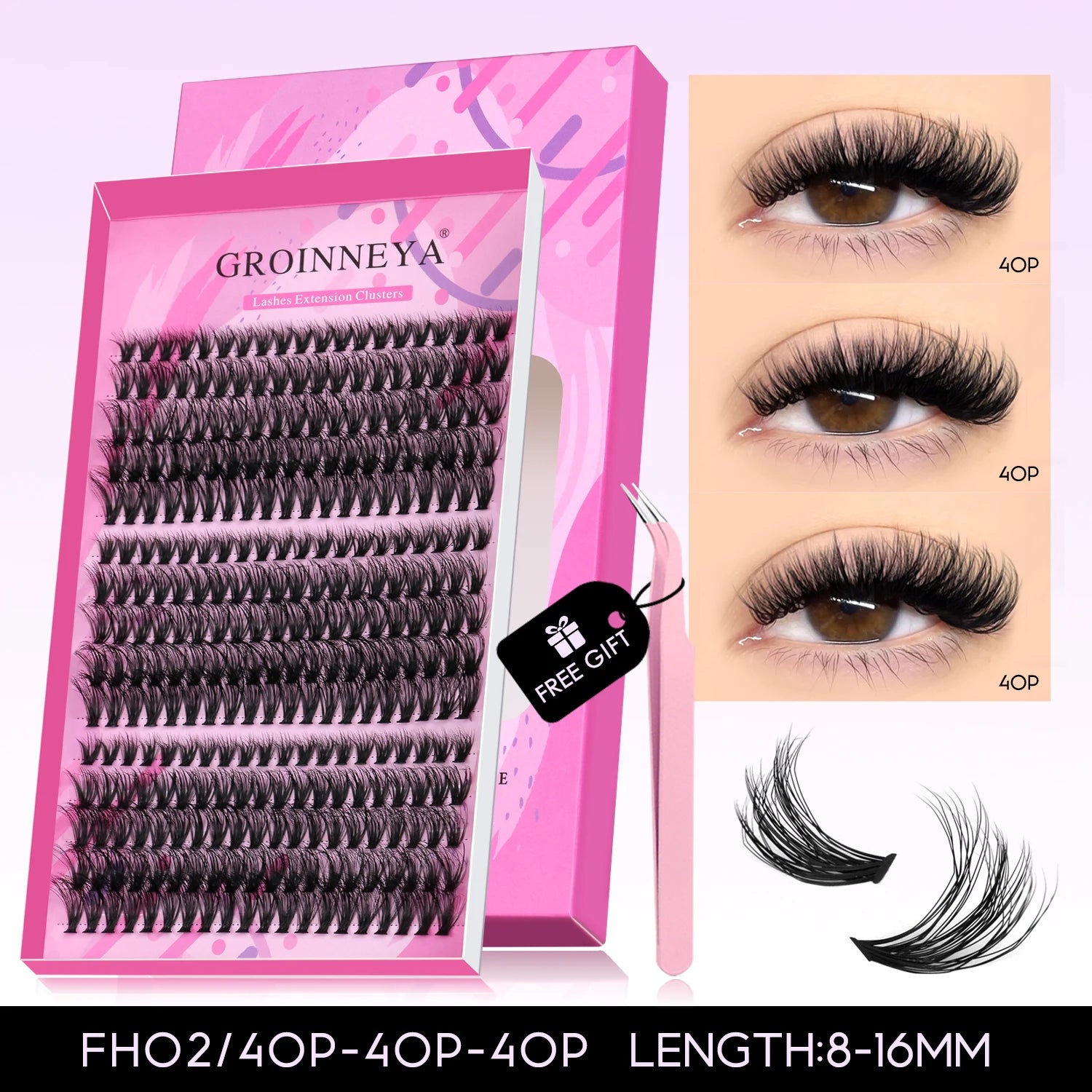 DIY Eyelashes Cluster Lashes Kit Extensions Premade Volume Eyelash Extension with Eyelash Tweezers Fake Eyelashes