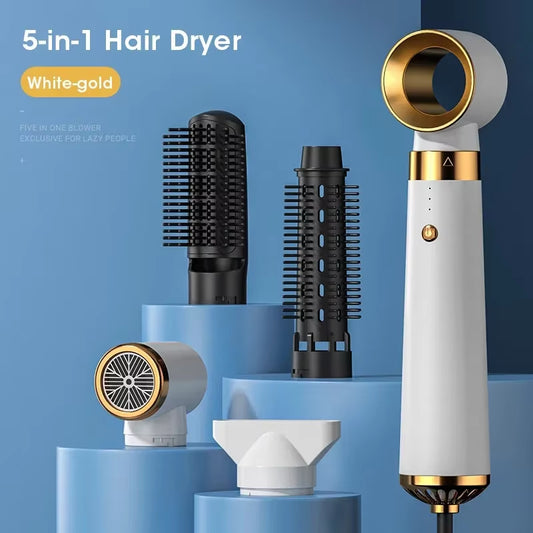 2025 Electric Hair Dryer 5In1 Multifunctional Hair Straightener Negative Ion Hair Care Curler Blow Dryer Styling Set Strong Wind