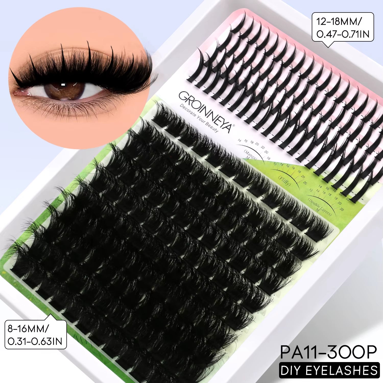 Lash Clusters Kit DIY Manga Cluster Lashes Set Spikes Lashes Cluster Extension Full Set Individual Eyelashes Makeup
