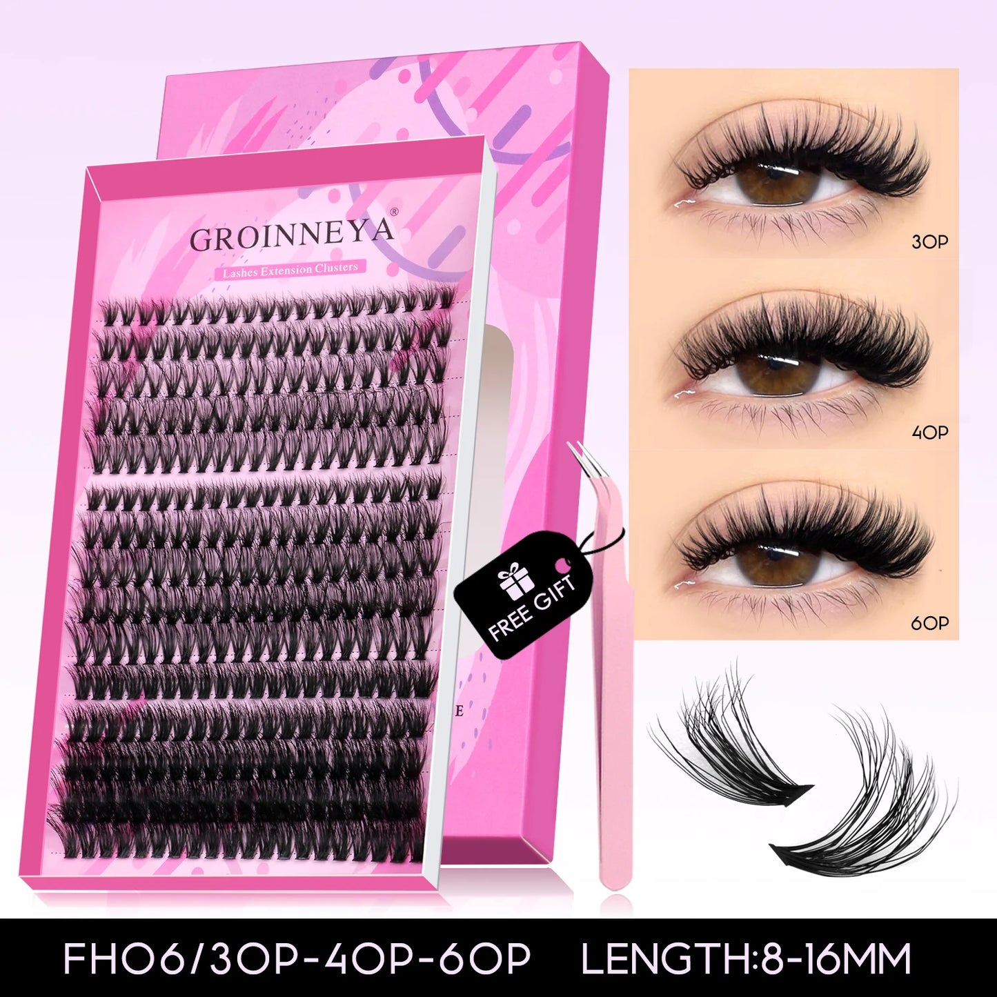 DIY Eyelashes Cluster Lashes Kit Extensions Premade Volume Eyelash Extension with Eyelash Tweezers Fake Eyelashes