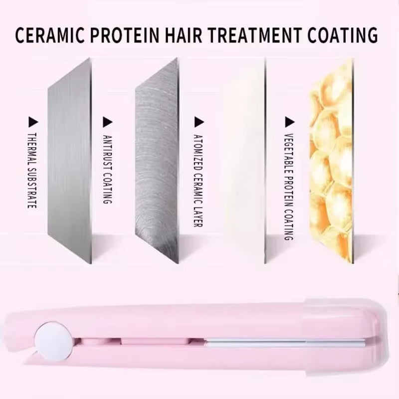 Mini Hair Straightener Clipboard Small Power Plug Curling Hair Straight Hair Girls Air Bangs Portable Hair Straightener