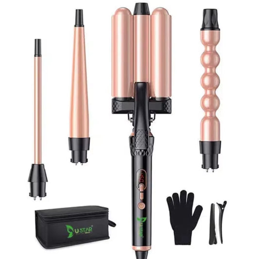 Curling Iron 4 in 1 Hair Crimper Wand Set 3 Barrel Hair Waver with LED Temperature Control