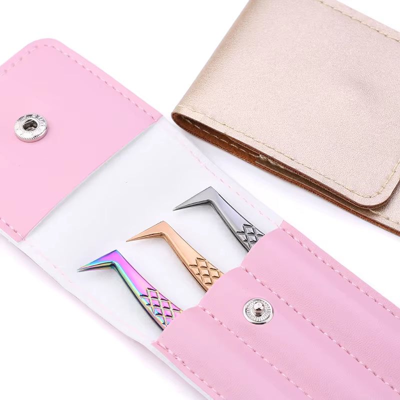 Eyelash Extension Special Tweezers Leather Case Professional Storage Bag for Tweezers Eyelashes Kit Portable Safe Makeup Tools