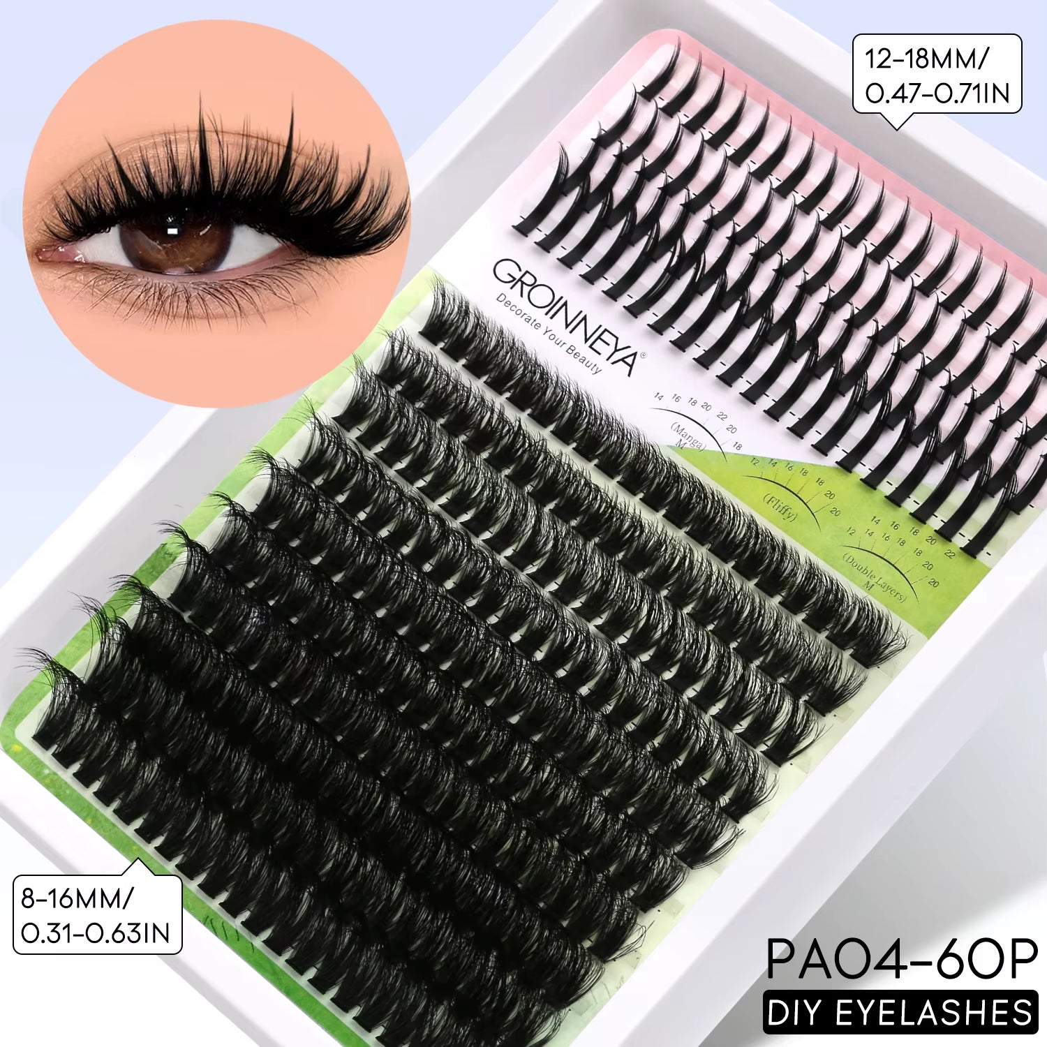 Lash Clusters Kit DIY Manga Cluster Lashes Set Spikes Lashes Cluster Extension Full Set Individual Eyelashes Makeup