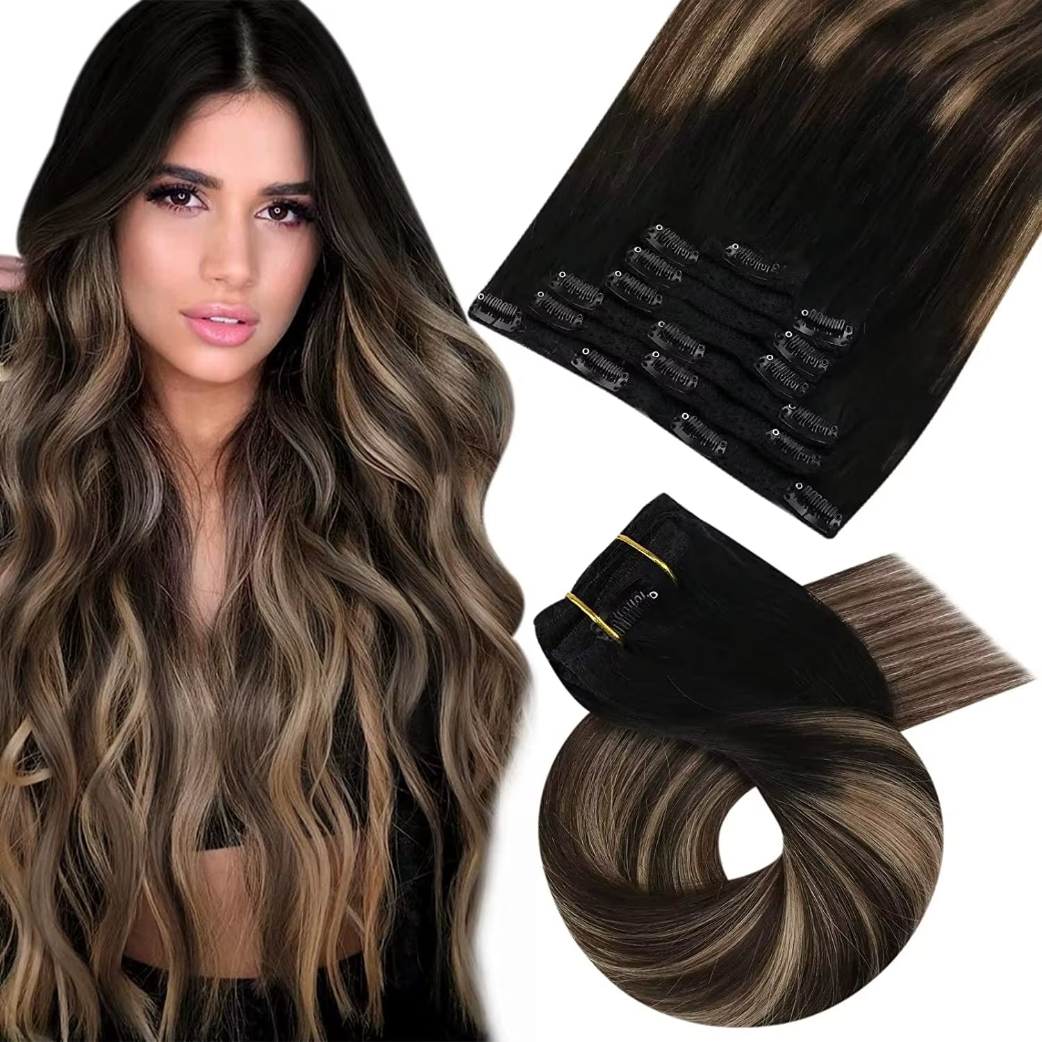 [Hot Sale]  Clip in Hair Extensions Real Natural Hair Remy Straight Set 5&7 Pcs Brazilian Clip in Human Hair Extensions