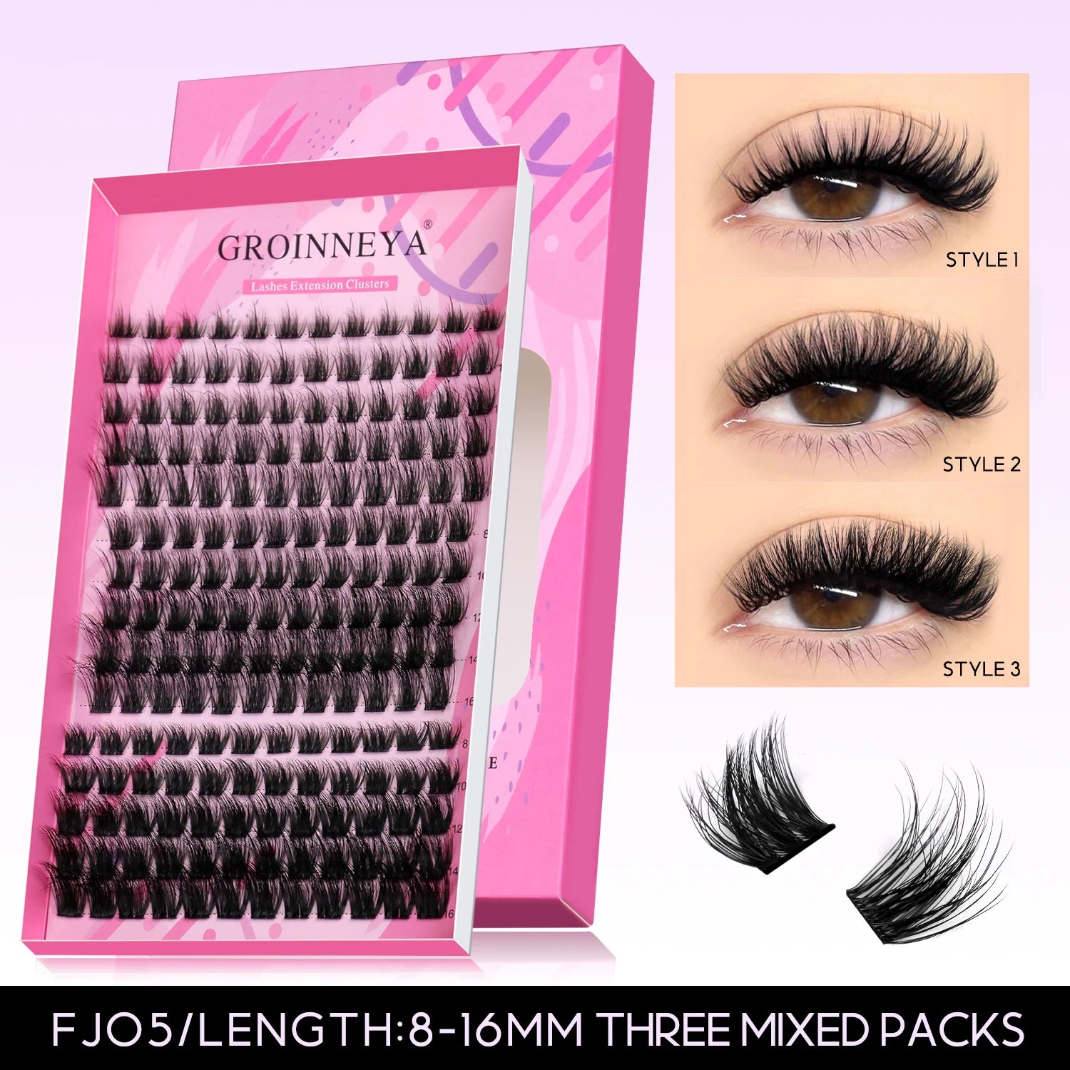 DIY Eyelashes Cluster Lashes Kit Extensions Premade Volume Eyelash Extension with Eyelash Tweezers Fake Eyelashes