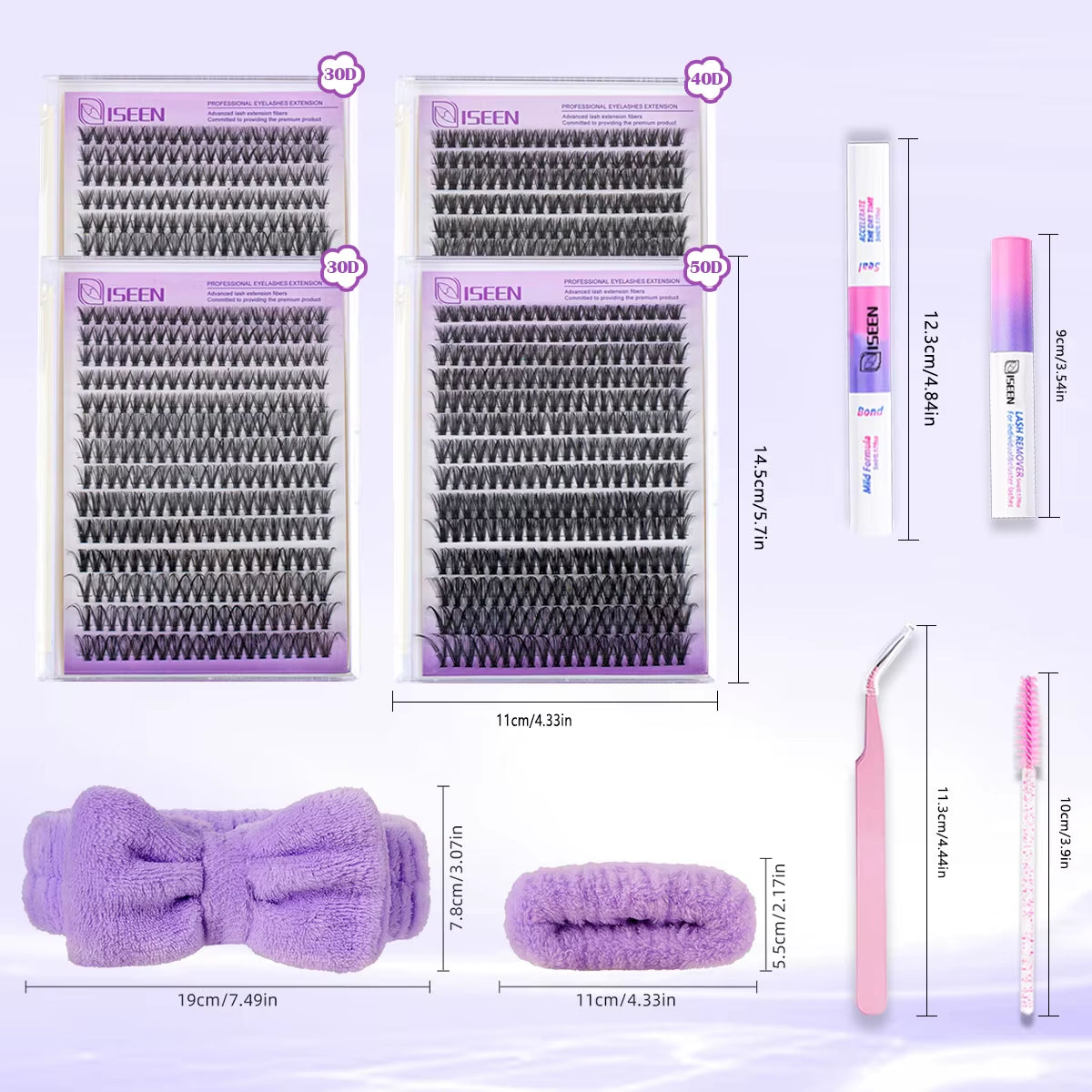 DIY Lash Extension Kit Cluster Lashes Individual Eyelashes Kit with Lash Bond and Seal, Reusable Mange Lashes for Daily Use