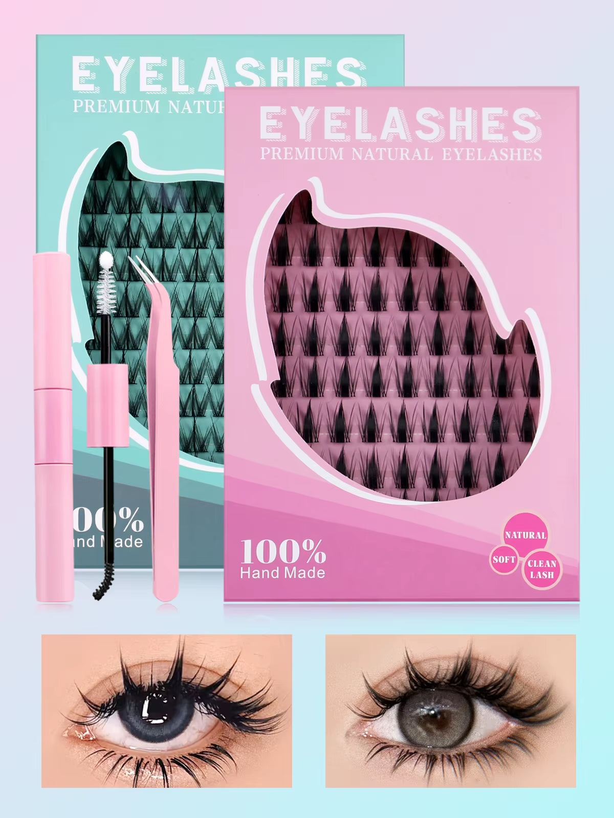 DIY Lash Kit 10-18Mm Manga Lashes Mixed Tray Lash Clusters Individual Eyelashes Kit with Lash Bond DIY Lashes