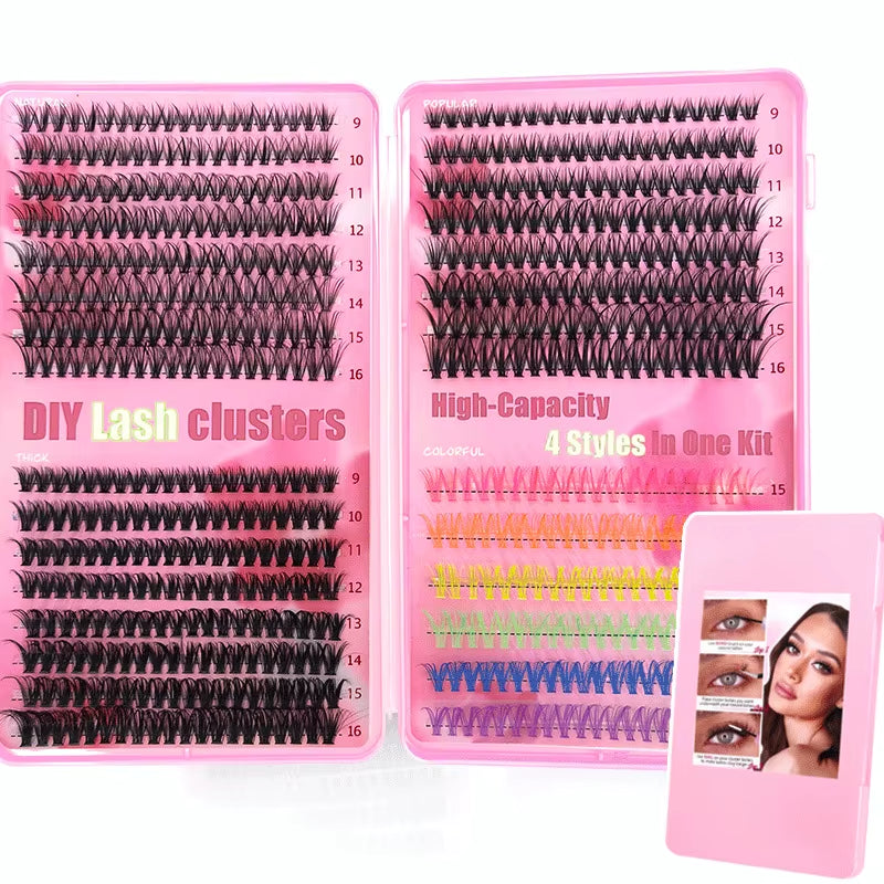 Lash Extension Kit Curl Eyelash Extension Cluster Lashes Individual Eyelashes Extension Eyelashes Makeup False Eyelashes 9-16Mm