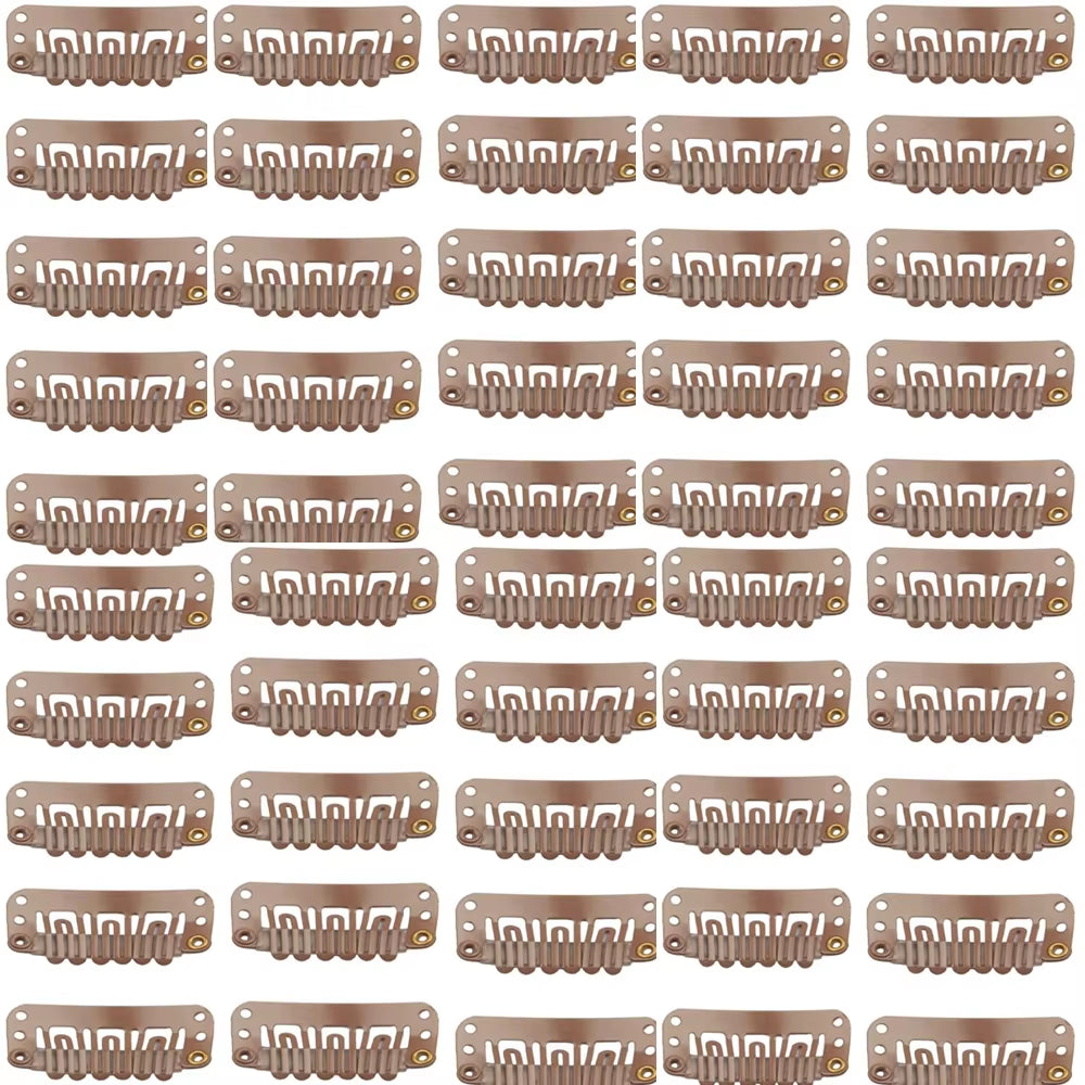 50 Clips for Clip-In Real Hair Wefts Hair Extensions Wig Hair Clip Hair Clips