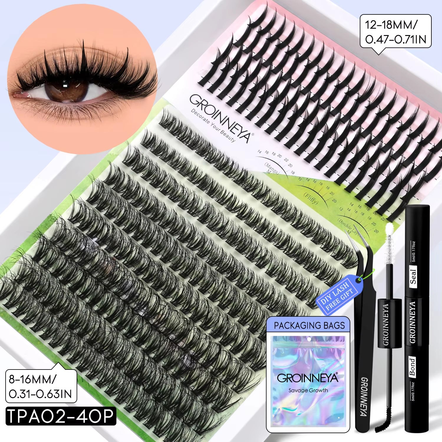 Lash Clusters Kit DIY Manga Cluster Lashes Set Spikes Lashes Cluster Extension Full Set Individual Eyelashes Makeup