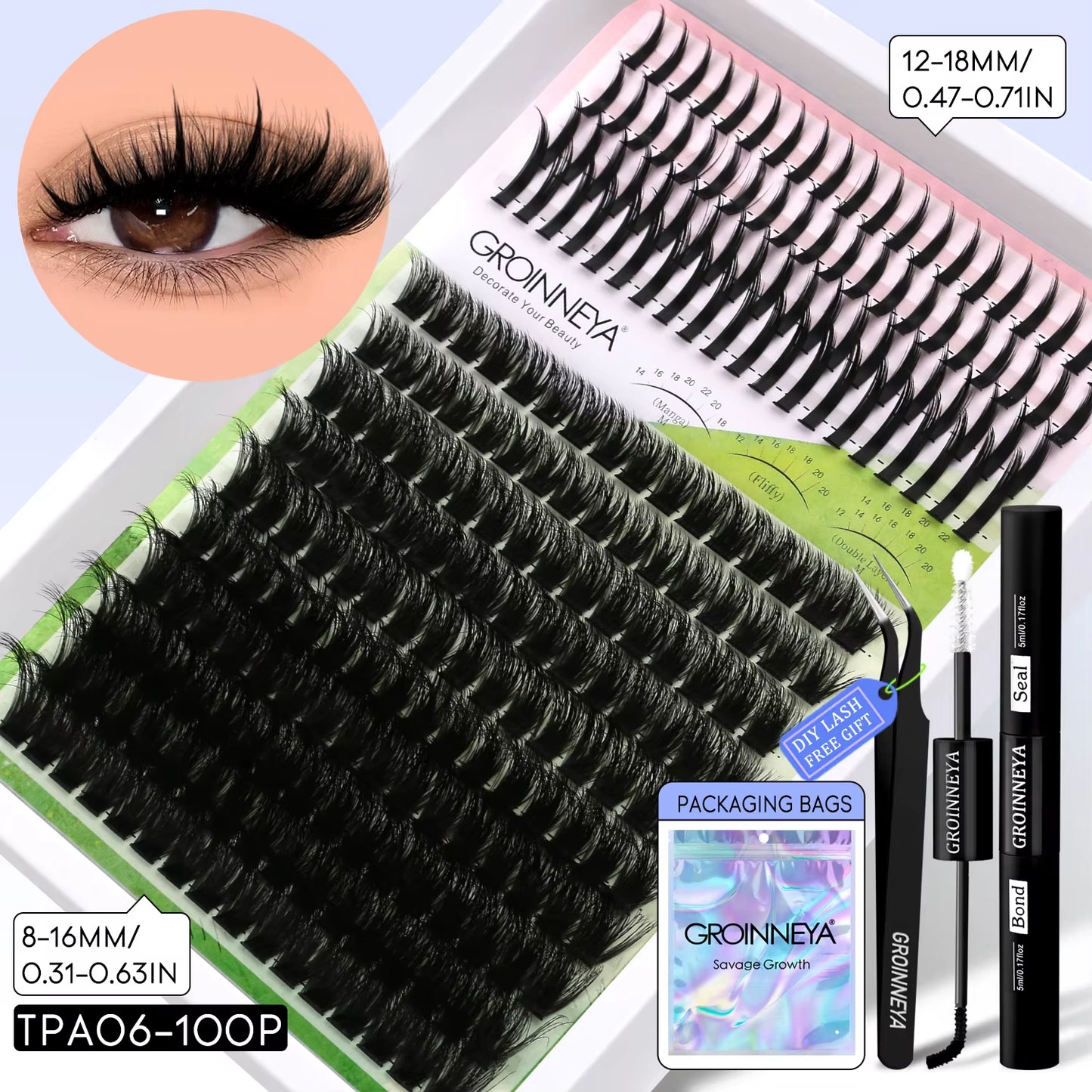 Lash Clusters Kit DIY Manga Cluster Lashes Set Spikes Lashes Cluster Extension Full Set Individual Eyelashes Makeup