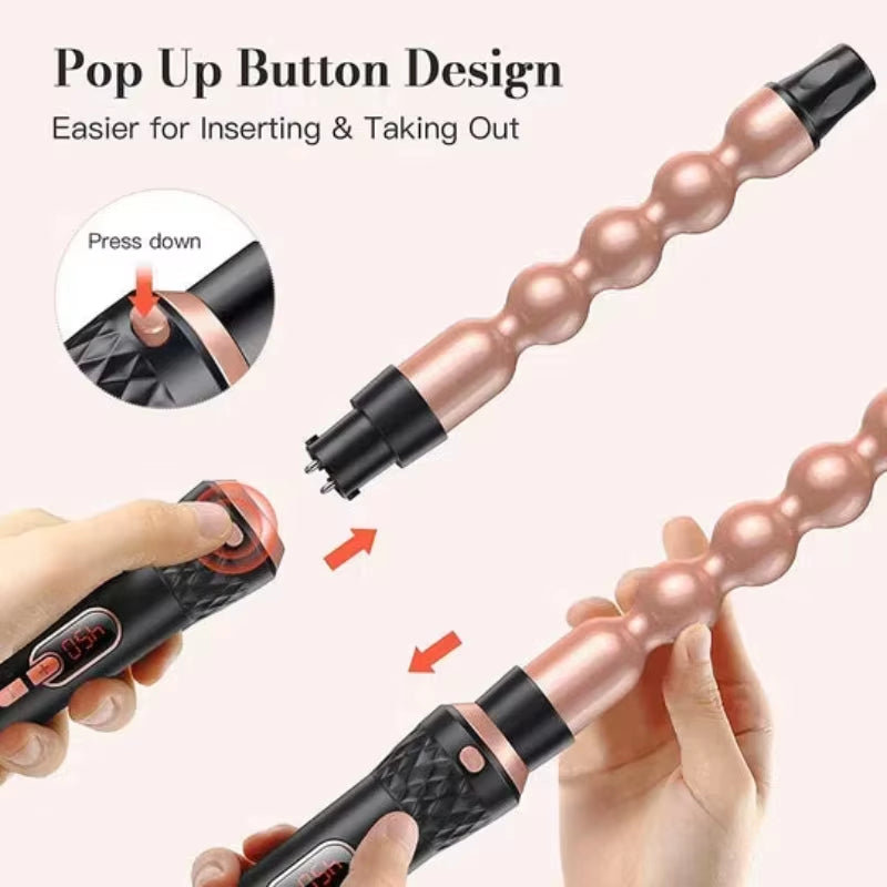 Curling Iron 4 in 1 Hair Crimper Wand Set 3 Barrel Hair Waver with LED Temperature Control