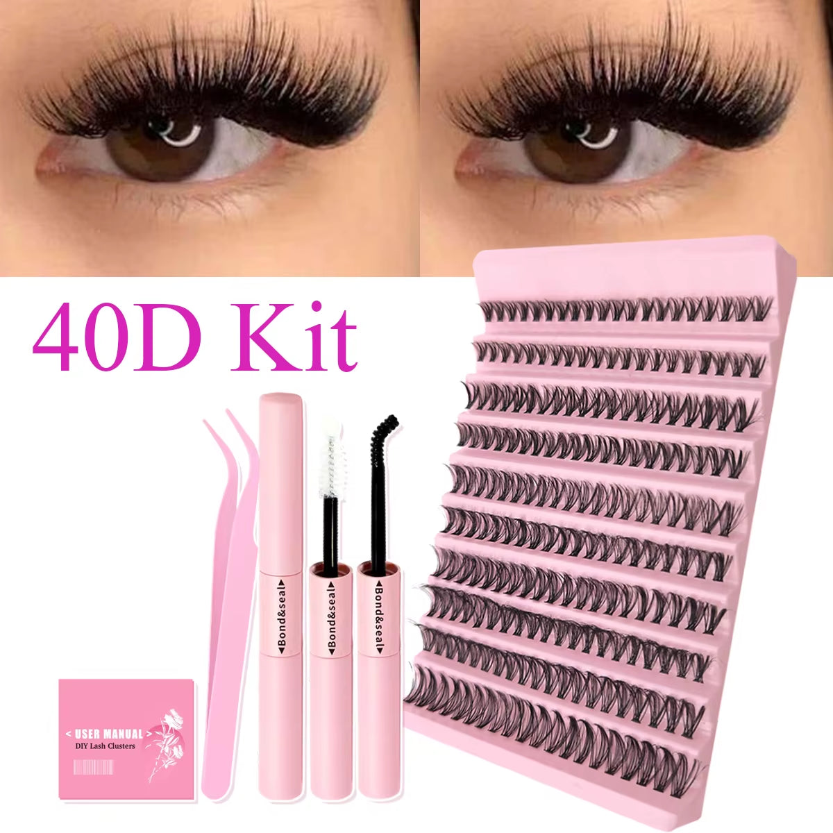 Mixed Length Individual False Eyelashes Kit, Natural Look Eyelash Extensions with Lash Applicators