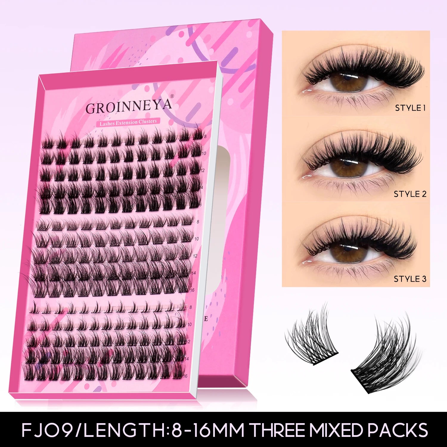 DIY Eyelashes Cluster Lashes Kit Extensions Premade Volume Eyelash Extension with Eyelash Tweezers Fake Eyelashes