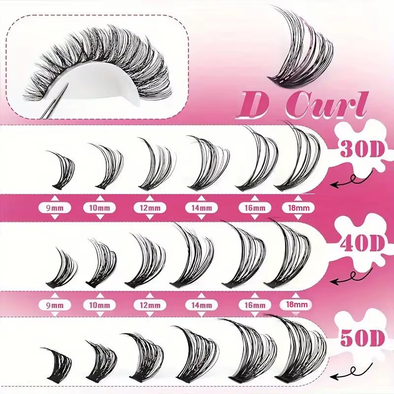 MIAOJIE DIY Lash Extension Kit 720Pcs Lash Clusters Individual Eyelashes Kit with Lash Bond and Seal Wispy Natural Mange Lashes