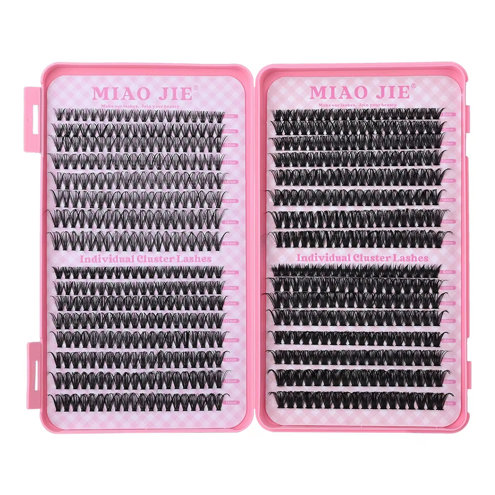MIAOJIE DIY Lash Extension Kit 720Pcs Lash Clusters Individual Eyelashes Kit with Lash Bond and Seal Wispy Natural Mange Lashes