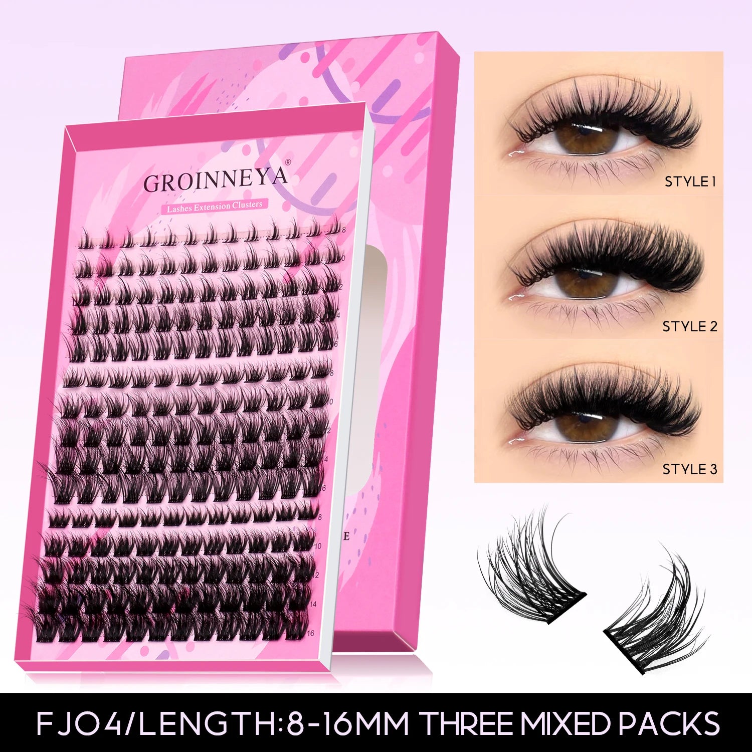 DIY Eyelashes Cluster Lashes Kit Extensions Premade Volume Eyelash Extension with Eyelash Tweezers Fake Eyelashes