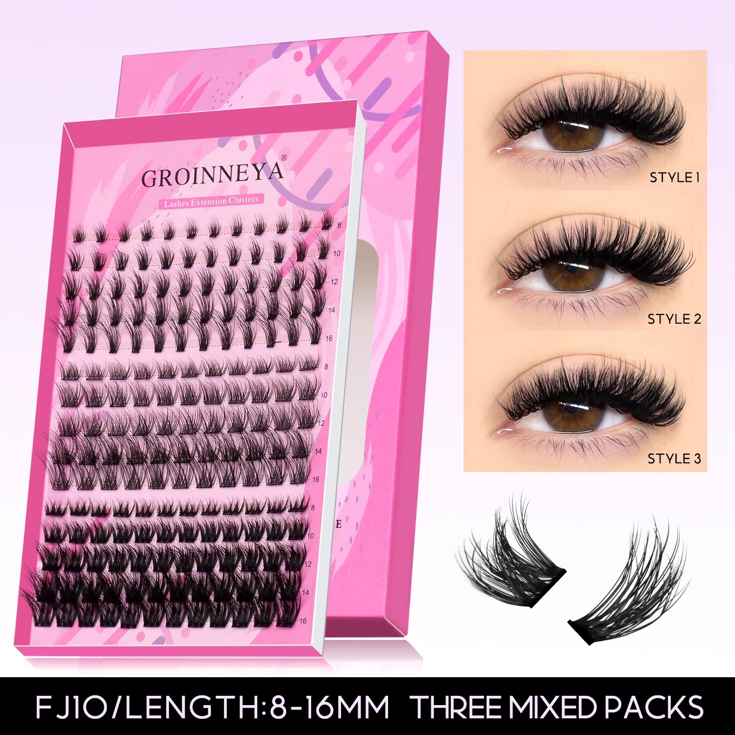 DIY Eyelashes Cluster Lashes Kit Extensions Premade Volume Eyelash Extension with Eyelash Tweezers Fake Eyelashes