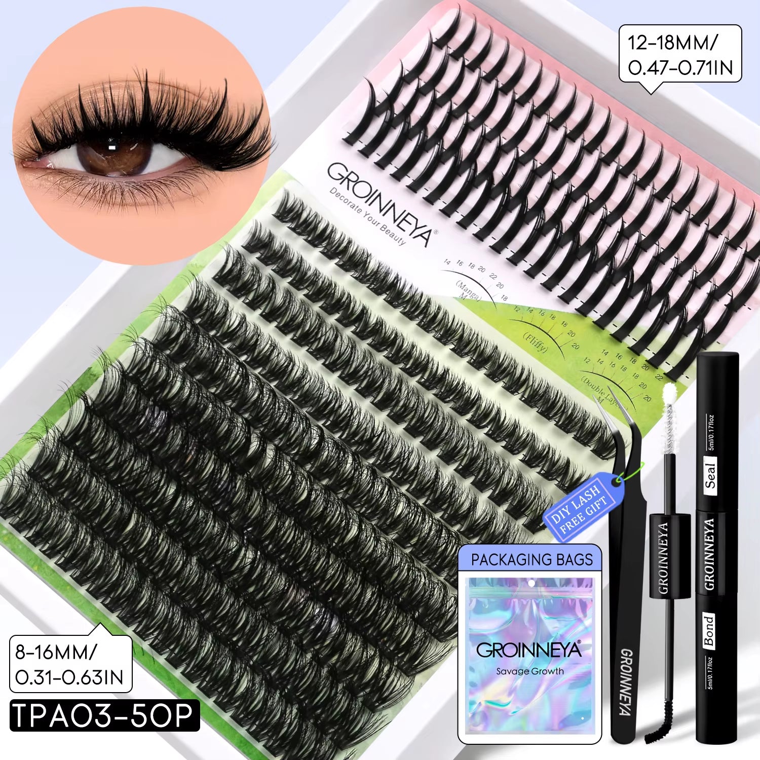 Lash Clusters Kit DIY Manga Cluster Lashes Set Spikes Lashes Cluster Extension Full Set Individual Eyelashes Makeup