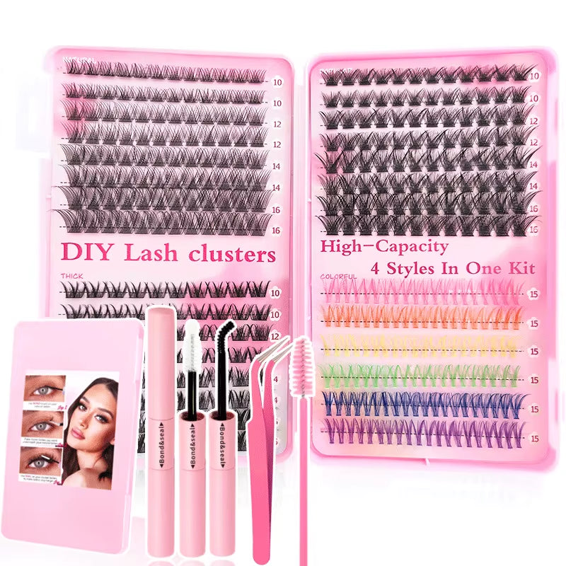 Lash Extension Kit Curl Eyelash Extension Cluster Lashes Individual Eyelashes Extension Eyelashes Makeup False Eyelashes 9-16Mm
