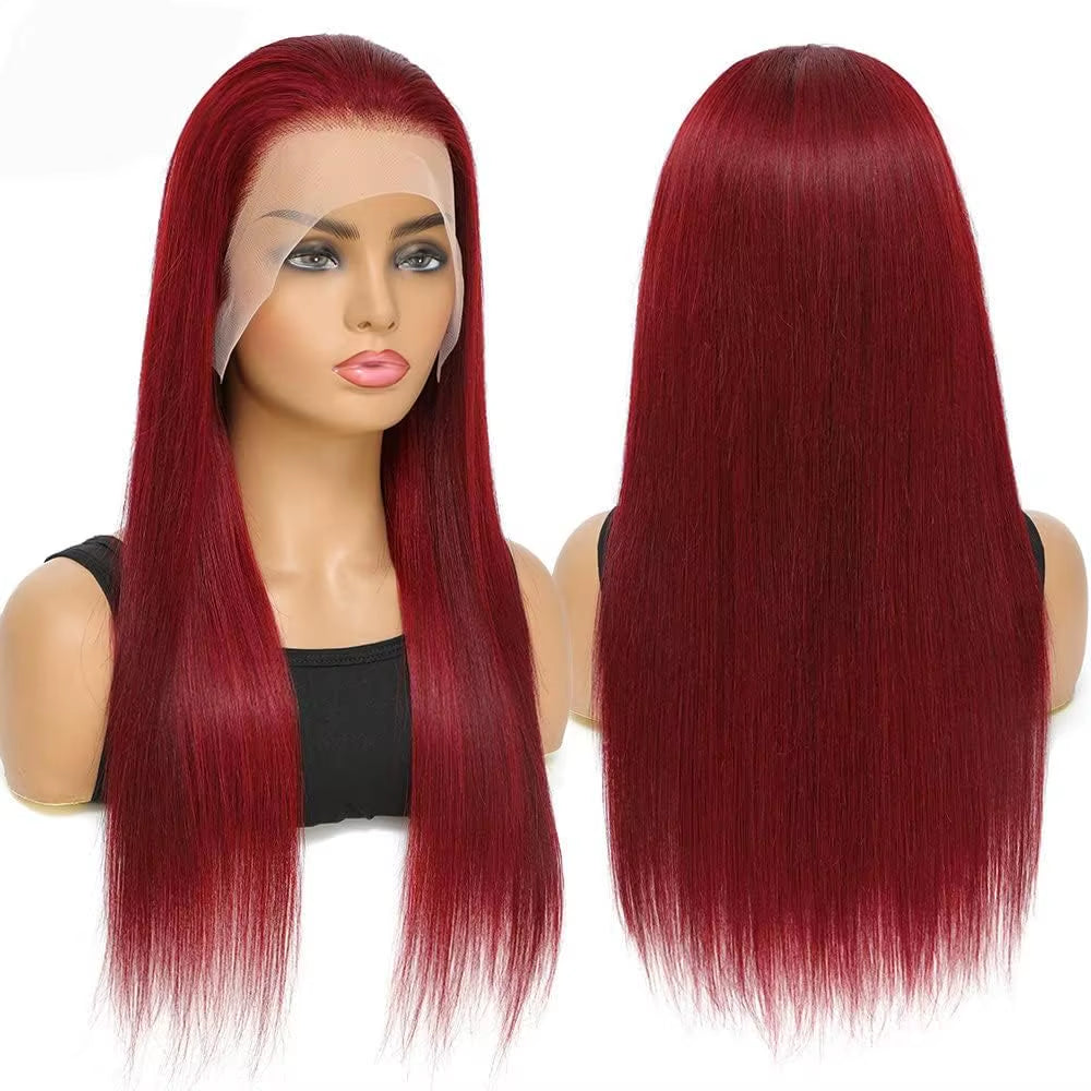 36 Inch 99J Burgundy Lace Front Wigs Human Hair 13X6 Straight Lace Front Wigs Pre Plucked for Women 180% Density Straight Wigs