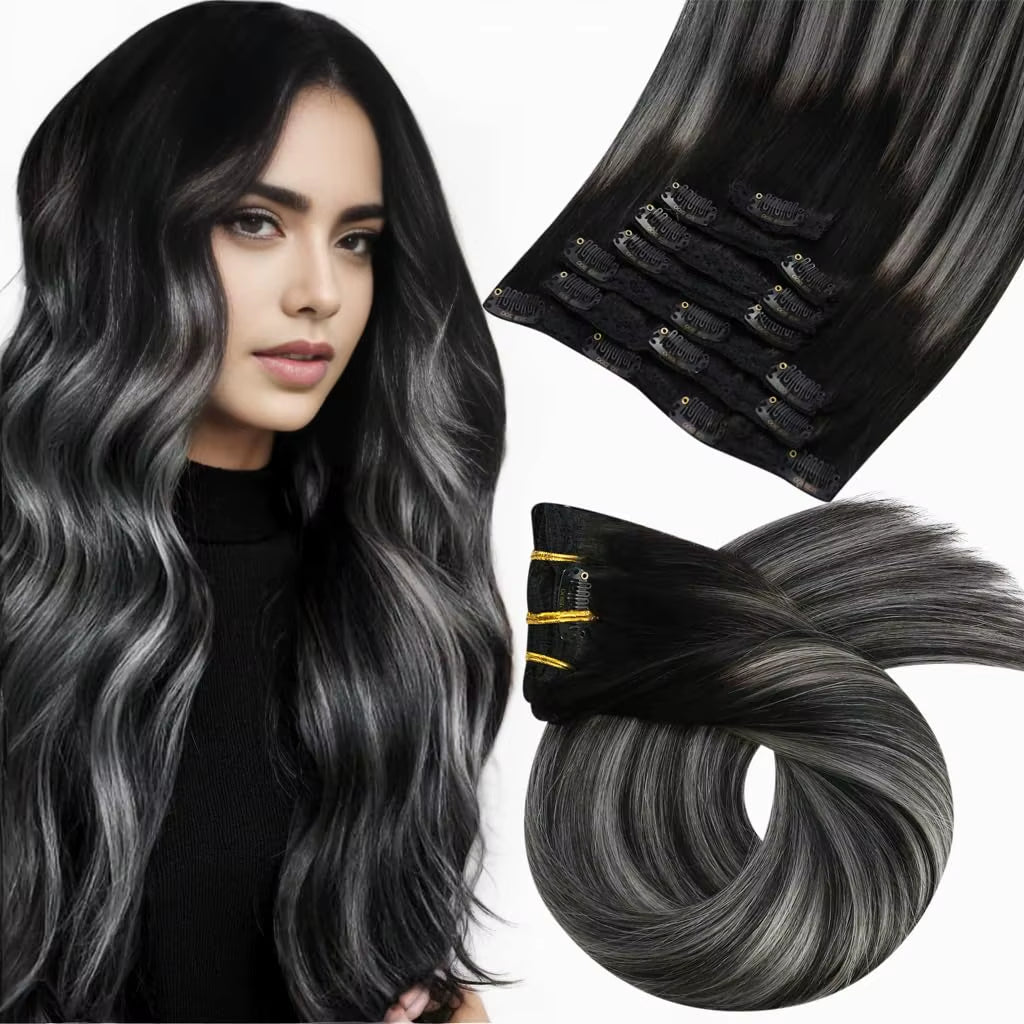 [Hot Sale]  Clip in Hair Extensions Real Natural Hair Remy Straight Set 5&7 Pcs Brazilian Clip in Human Hair Extensions