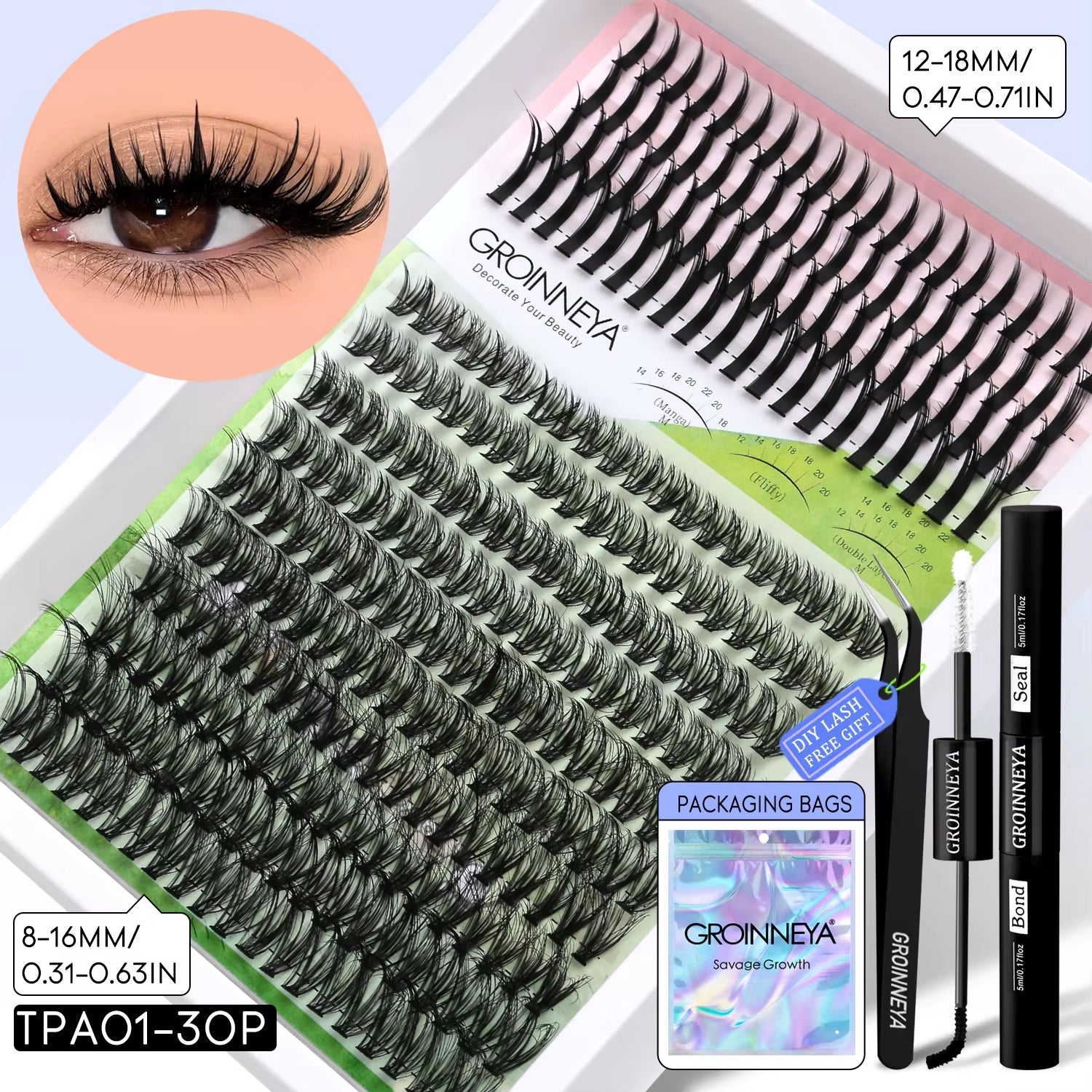 Lash Clusters Kit DIY Manga Cluster Lashes Set Spikes Lashes Cluster Extension Full Set Individual Eyelashes Makeup
