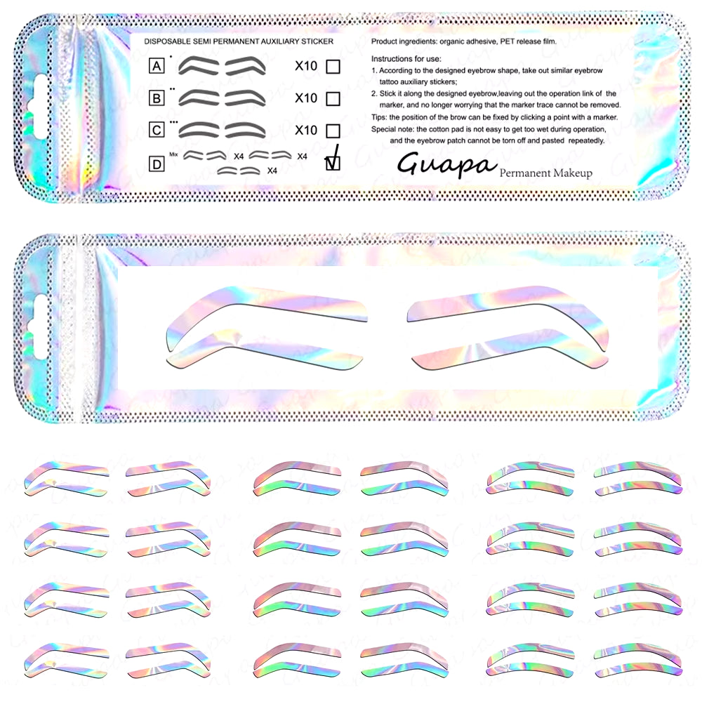 2024 Disposable Eyebrow Design Stencil Eyebrow Tint Airbrush Auxiliary Sticker for Brows Shaping with Single Eyebrowstype Option