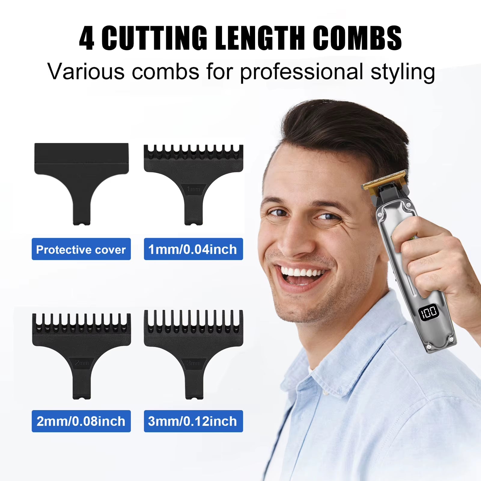 HYN Electric Hair Clipper Smart Digital Display Hair Beard Shaver Professional Hairdressing Carving Hair Cutting Machine