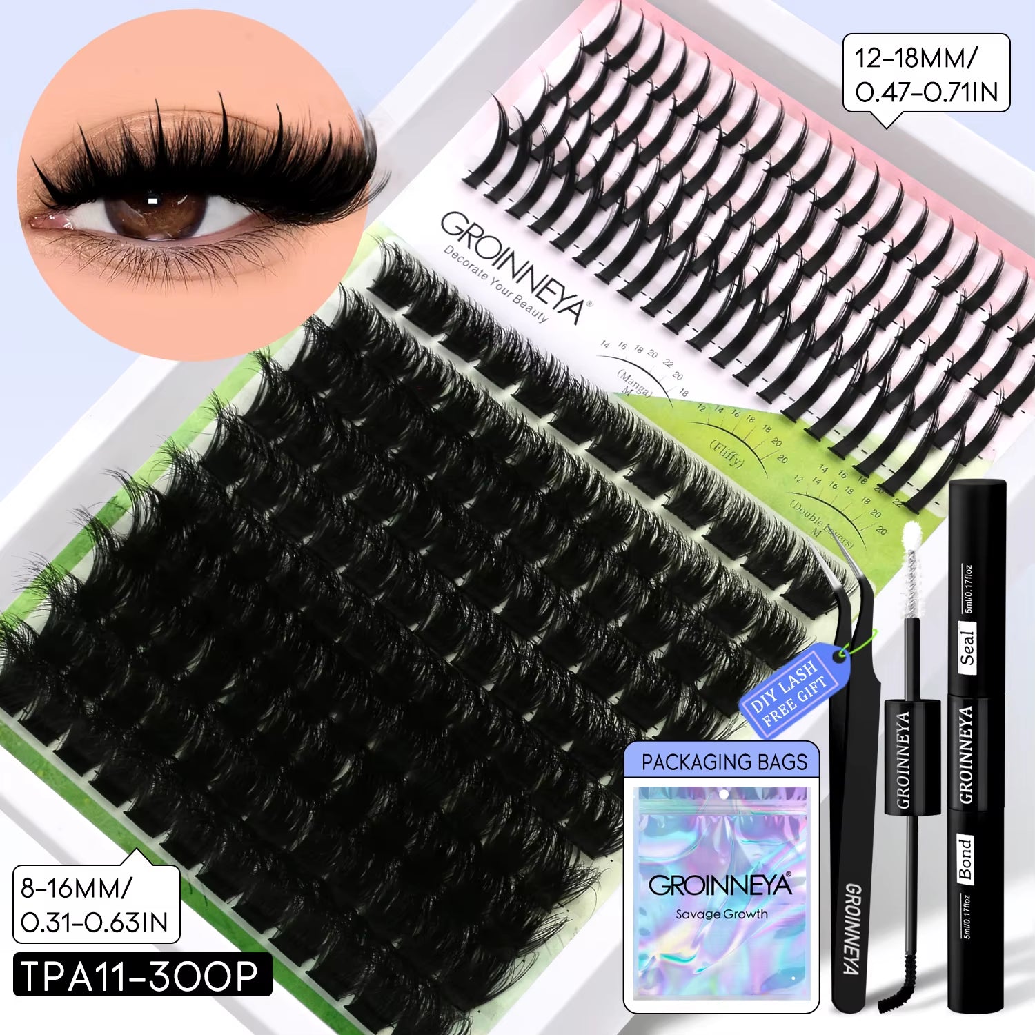 Lash Clusters Kit DIY Manga Cluster Lashes Set Spikes Lashes Cluster Extension Full Set Individual Eyelashes Makeup