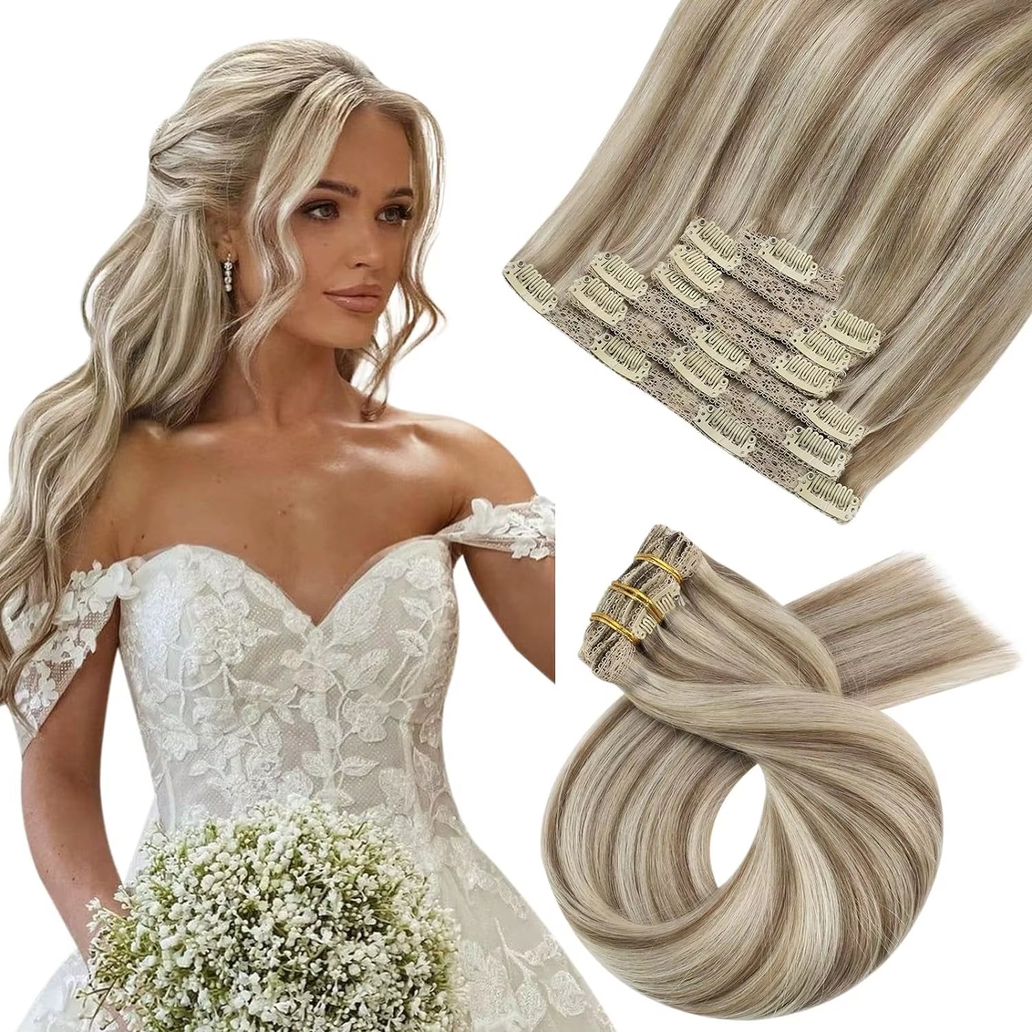[Hot Sale]  Clip in Hair Extensions Real Natural Hair Remy Straight Set 5&7 Pcs Brazilian Clip in Human Hair Extensions