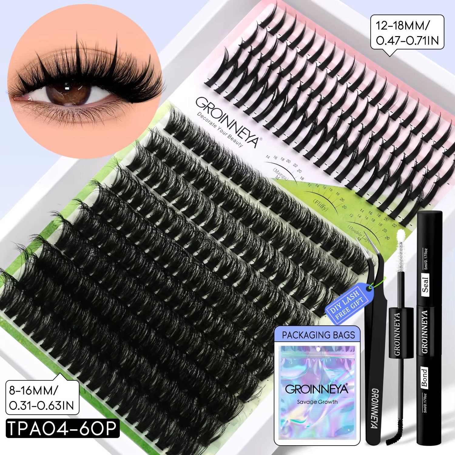 Lash Clusters Kit DIY Manga Cluster Lashes Set Spikes Lashes Cluster Extension Full Set Individual Eyelashes Makeup