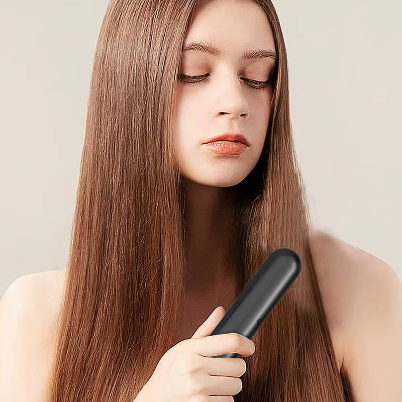 Wireless Hair Straightener Brush with 5 Temp Setting Anti-Scald Hot Brush Heated Styling Comb Fast Heating Straight Hair Comb