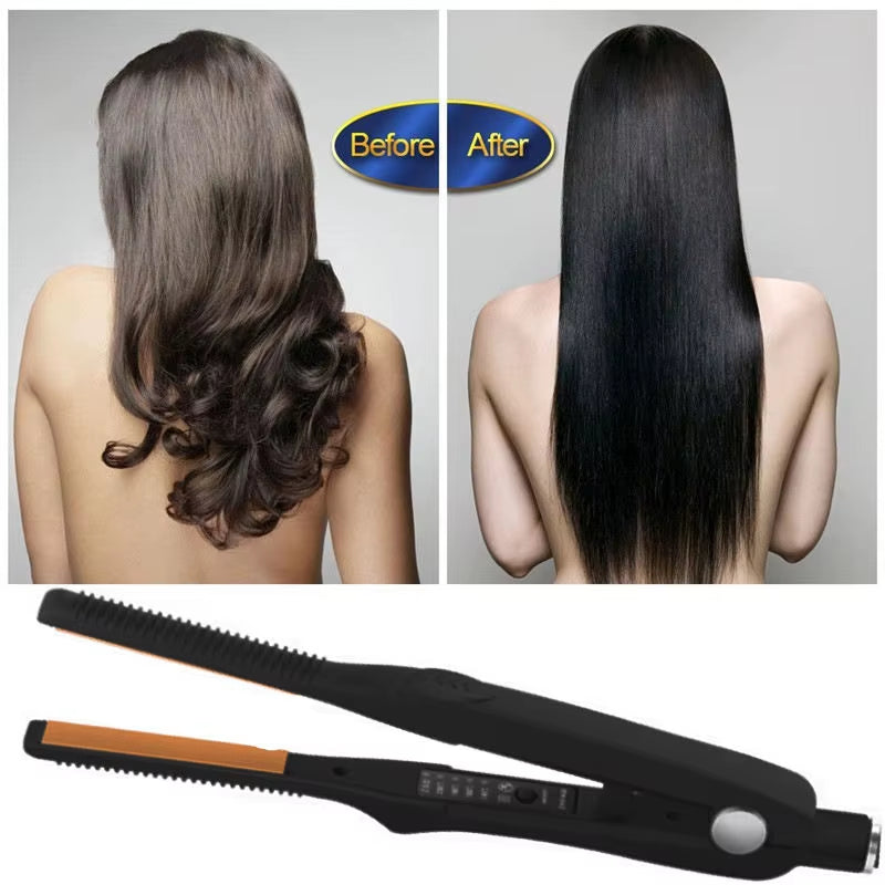 2 in 1 Hair Straightener Hair Curler Professional Ceramic Flat Iron for Short Hair Women and Men Beard Straightener