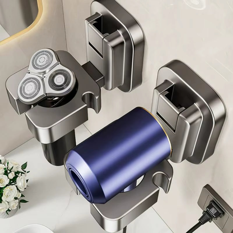 Hair Dryer Holder Wall Mounted Suction Cup Blow Dryer Organizer Dryer Hanger Hair Dryer Storage Rack for Bedroom & Bathroom